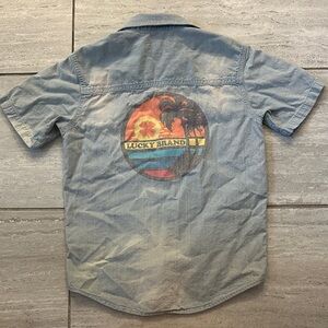 Lucky Brand Light Blue Casual Shirt with Tropical Back Design